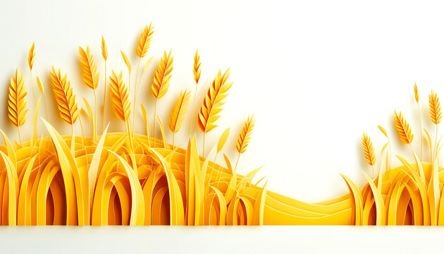 Golden wheat paper art evokes ‘Tijen’, the Ancient Egyptian Day of Equinox, celebrating the harvest and deities of fertility, a symbol of abundance and gratitude.
