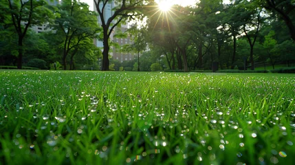 Muurstickers green grass and sun © Ume