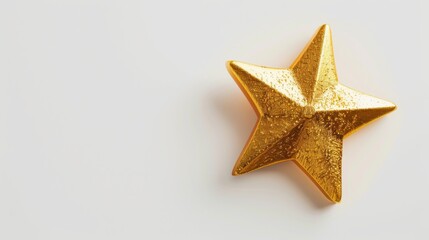 Fototapeta na wymiar Golden star close up on a clean white background