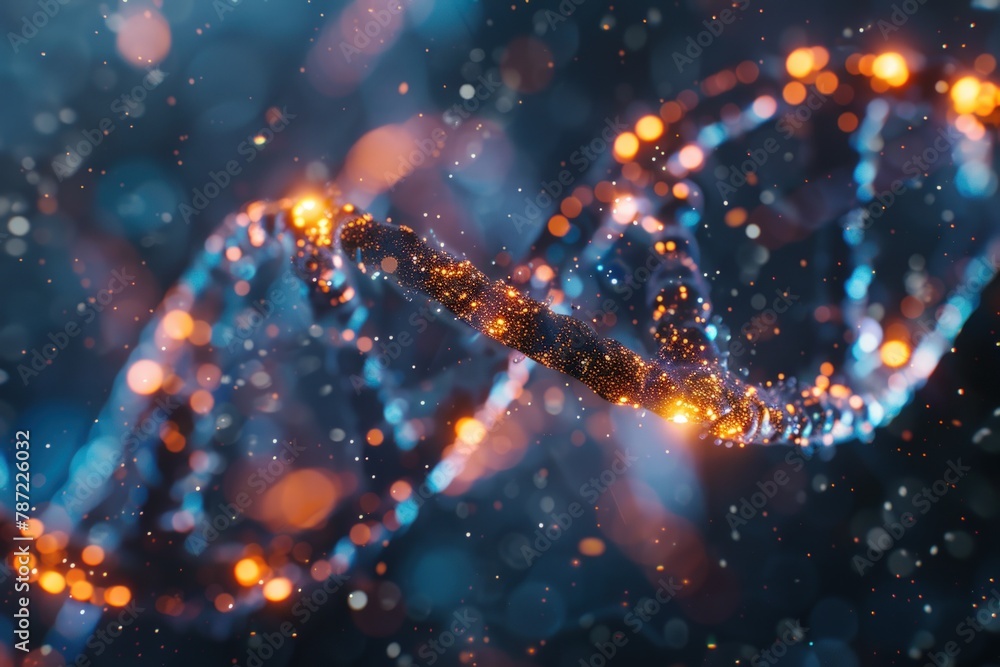 Poster 3d rendering of dna double helix seen close up. generate ai image