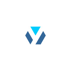 Y logo initial inside hexagon shape - blue tone.