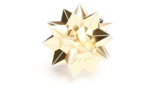 Gold 3d star award success luxury on white back able to rotate endless 4k