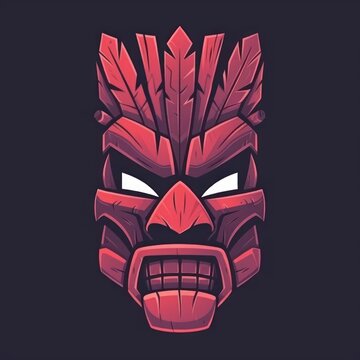 tiki mask head simple logo solid flat color