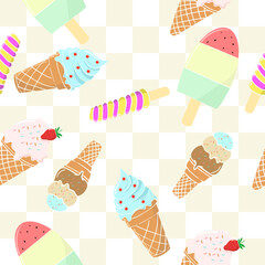 ice cream seamless pattern background, summer theme