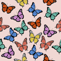 colorful butterfly seamless pattern background