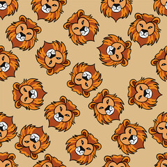 Lion face seamless pattern background