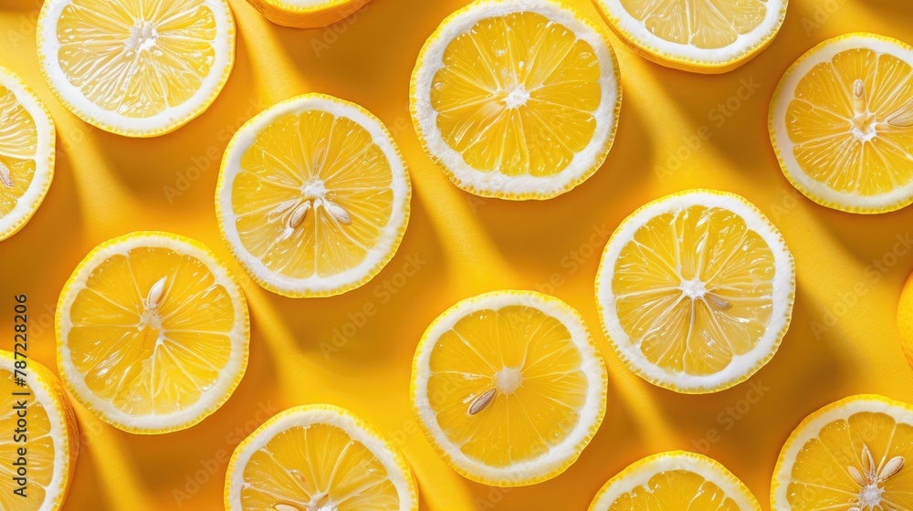 Poster lemon slices pattern on a background