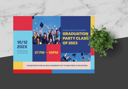 Blue and Yellow Maximalism GraduationCard
