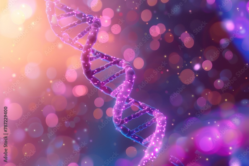 Poster 3d rendering of dna double helix seen close up. generate ai image