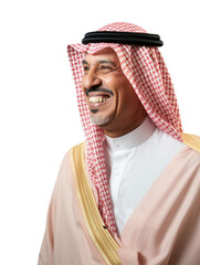 Little fat Arab man smile and happy emotion transparent background