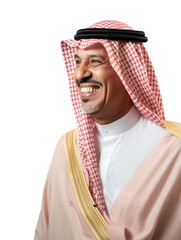 Obraz premium Little fat Arab man smile and happy emotion transparent background