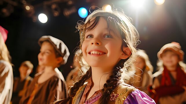 A group of kids performing in a pretend theater production pursuing their dreams of becoming actors or actresses