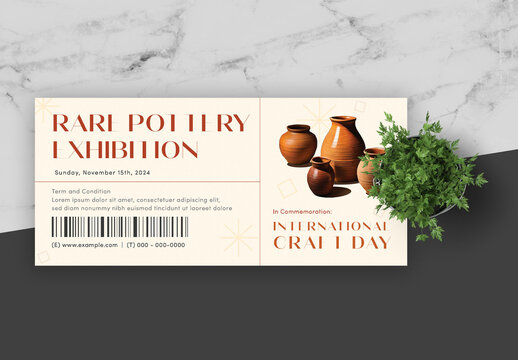 Red and Brown Serifs Ticket
