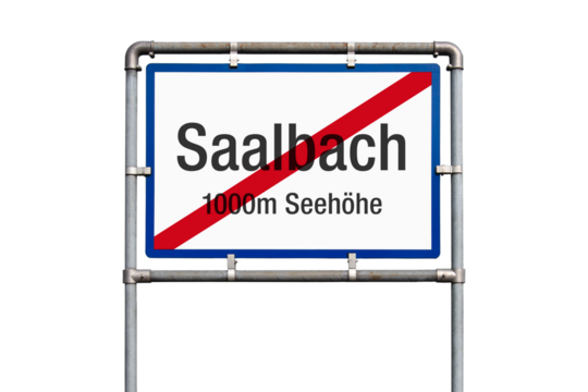 Ortsausfahrt, Schild, Saalbach, Österreich