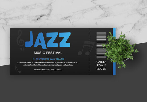 Black and Blue Serifs Ticket