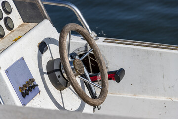Photo of a boat steering wheel