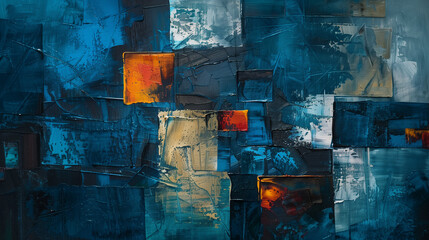 青い油彩の抽象画、背景