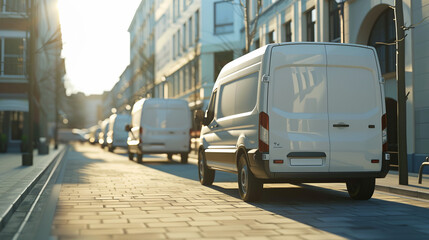 Delivery vans stand out from the rest of the white trucks, which indicates their specialization in fast delivery and prompt customer service. This contrast highlights the role of express delivery in m