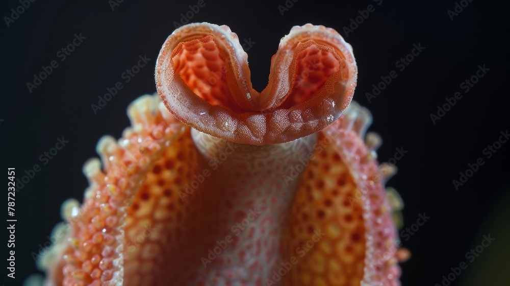 Poster a tongue curled in the shape of a capital u displaying its smooth underside. .