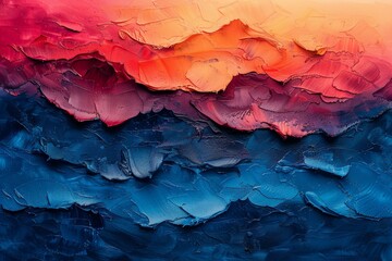 Close-up image of a vivid textured surface with contrasting colors and detailed brush strokes