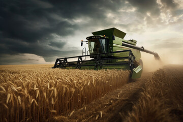 Combine harvester in the field. Modern smart agriculture concept	 - 787232843