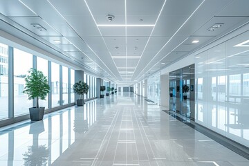 Fototapeta premium Eco-friendly building in the modern city. Sustainable glass office building with trees for reducing heat and carbon dioxide. . Beautiful simple AI generated image in 4K, unique.