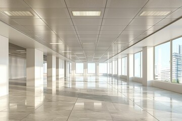 Obraz premium Eco-friendly building in the modern city. Sustainable glass office building with trees for reducing heat and carbon dioxide. . Beautiful simple AI generated image in 4K, unique.