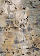 Watercolor Leaves modern carpet print pattern