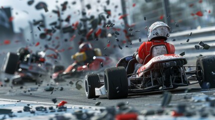 High speed kart racing - obrazy, fototapety, plakaty