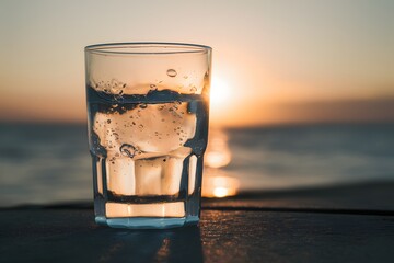 Crystal clear glass of water, hydration and refreshment captured - obrazy, fototapety, plakaty