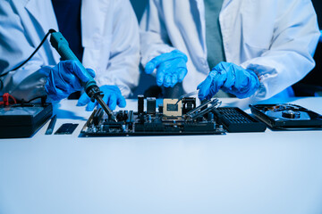 Repairing and upgrade mobile phone, electronic, computer hardware and technology concept.