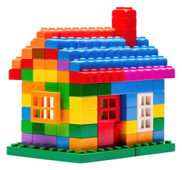 Fototapeta premium PNG House made with toy block architecture construction.