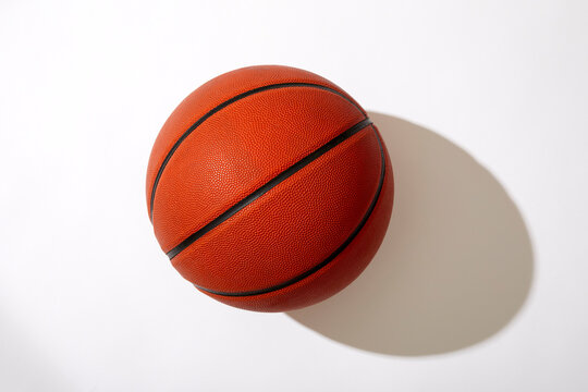 Overhead view of basketball on white background