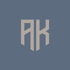 AK. Monogram of Two letters A and K. Luxury, simple, minimal and elegant AK logo design. Vector illustration template.
