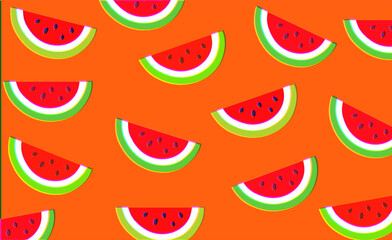 西瓜のパターンイラスト。夏の風物詩