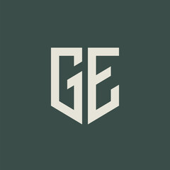 GE. Monogram of Two letters G and E. Luxury, simple, minimal and elegant GE logo design. Vector illustration template.
