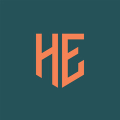 HE. Monogram of Two letters H and E. Luxury, simple, minimal and elegant HE logo design. Vector illustration template.
