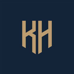 KH. Monogram of Two letters K and H. Luxury, simple, minimal and elegant KH logo design. Vector illustration template.
