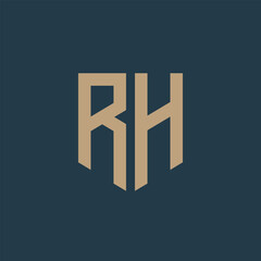 RH. Monogram of Two letters R and H. Luxury, simple, minimal and elegant RH logo design. Vector illustration template.
