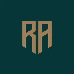 RA. Monogram of Two letters R and A. Luxury, simple, minimal and elegant RA logo design. Vector illustration template.
