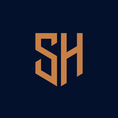 SH. Monogram of Two letters S and H. Luxury, simple, minimal and elegant SH logo design. Vector illustration template.
