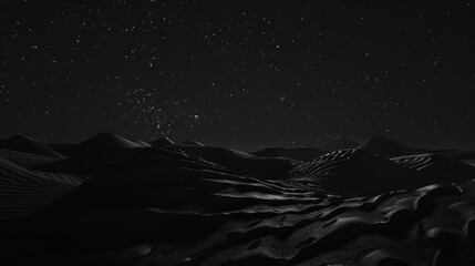 a black night sky with black desert - obrazy, fototapety, plakaty