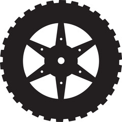 Vectorized illustration of a black cart wheel