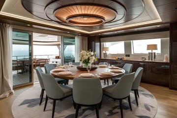 Fototapeta premium Dining table in yacht design captured in professional advertisinggraphy