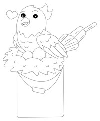 Love Bird Coloring Book Page For Kids