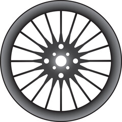 Vectorized illustration of a black cart wheel
