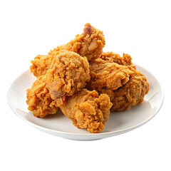 Three fried chicken nuggets are on a white background.