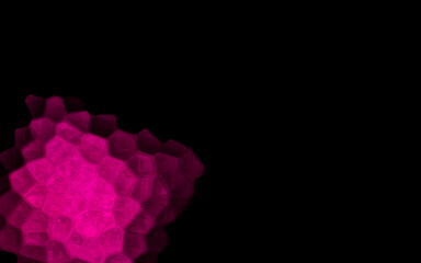 Pink Polygonal Shapes on black background. Honeycomb pattern.