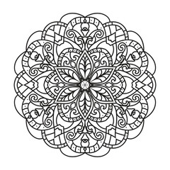 Mandala vector for adult  coloring page kdp interior. Round outline mandala coloring book page