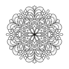 Mandala vector for adult  coloring page kdp interior. Round outline mandala coloring book page